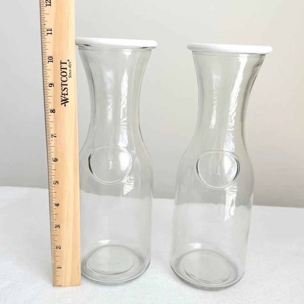 Unbranded Glass Carafe Set 2pc 1L Clear Excellent Minimalist Water Juice Pitcher